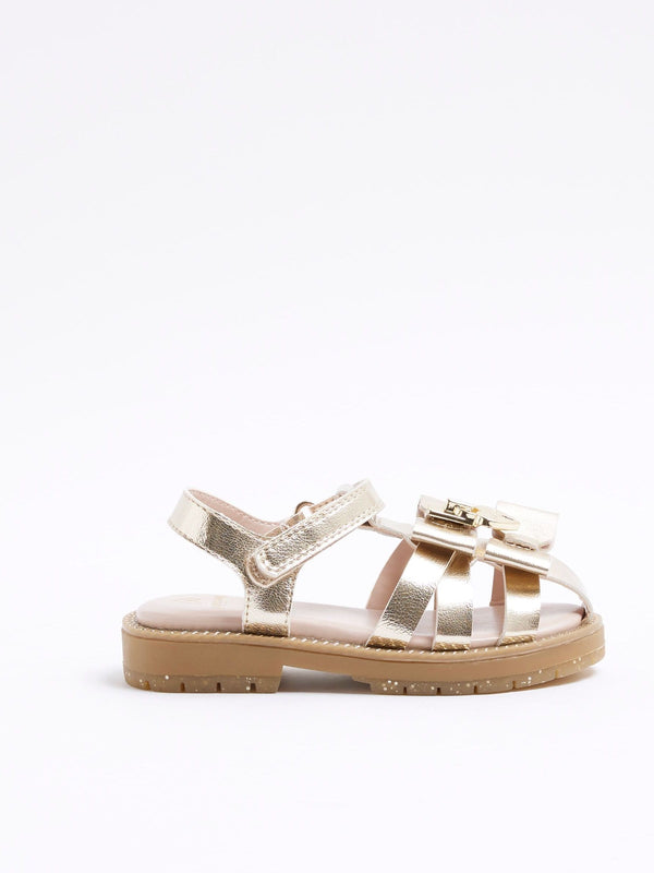 River Island Gold Girls Bow Fisherman Sandals