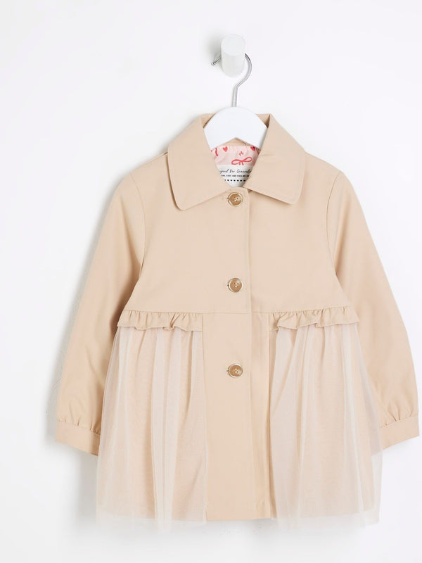 River Island Beige Tulle Trench Coat