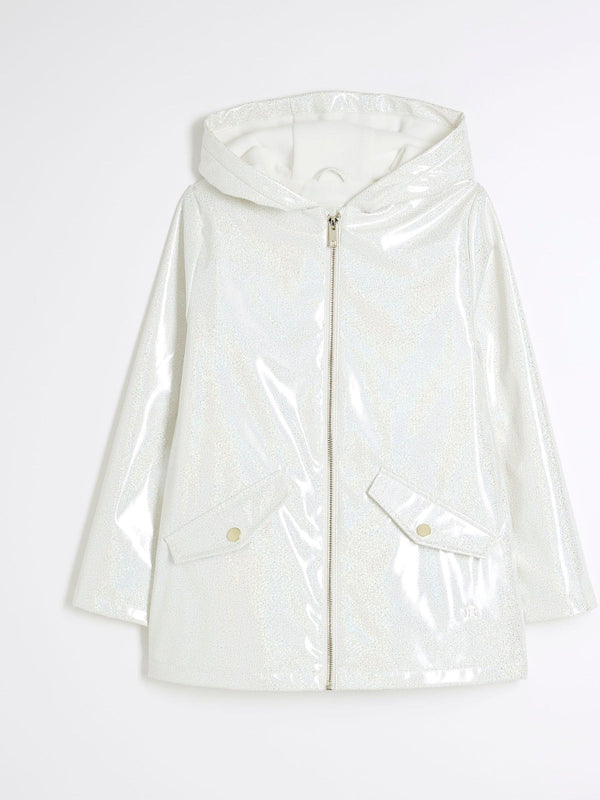 River Island White Bow Rain Coat