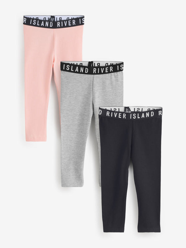 River Island Pink Waistband Leggings 3 Pack
