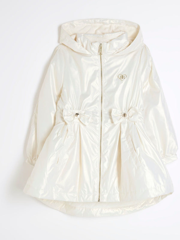 River Island Cream Clinched Frill Raincoat