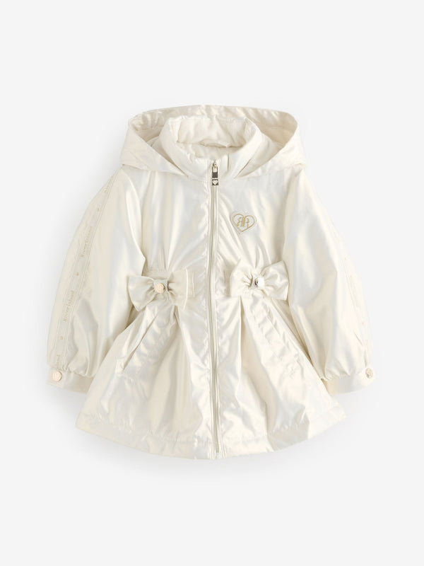 River Island Cream Cinched Frill Raincoat