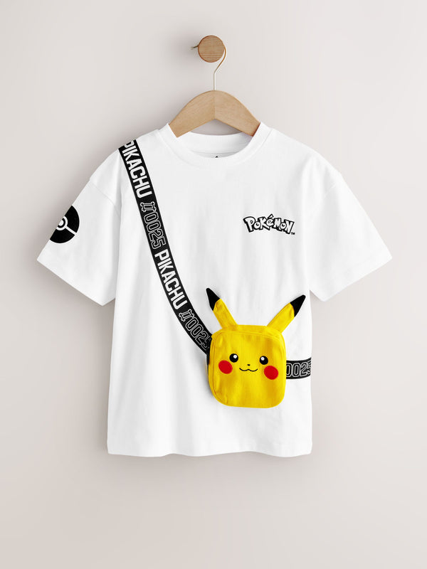 White Pokemon Short Sleeve Bag T-Shirt (4-14yrs)