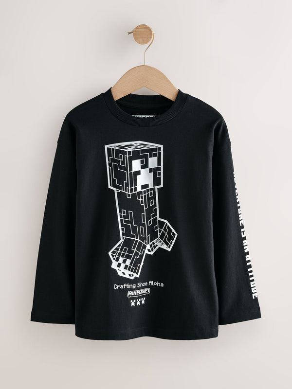 Black Creeper Minecraft Long Sleeve T-Shirt (3-16yrs)