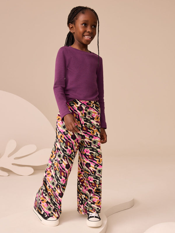 Pink/Green Abstract Animal Print 1 Pack Wide Leg Jersey Trousers (3-16yrs)