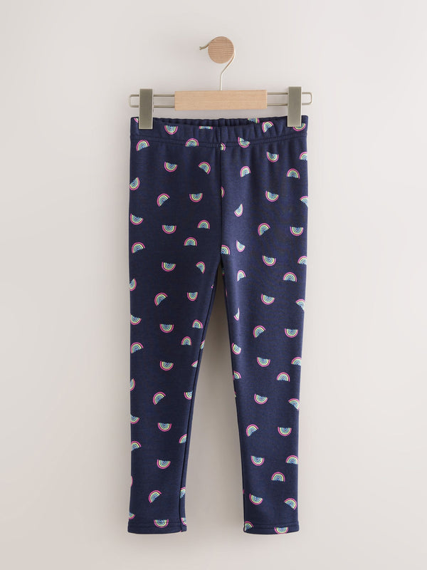 Navy Blue Rainbow Cosy Fleece Lined Leggings (3-16yrs)