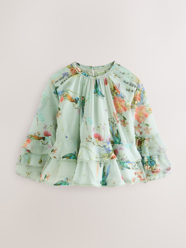 Baker by Ted Baker Mint Green All Over Printed Chiffon Blouse