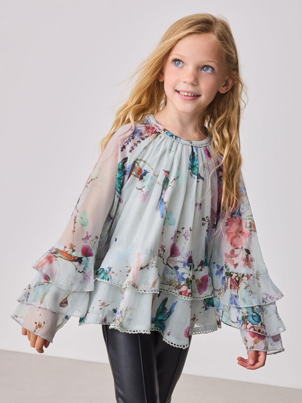 Baker by Ted Baker Mint Green All Over Printed Chiffon Blouse