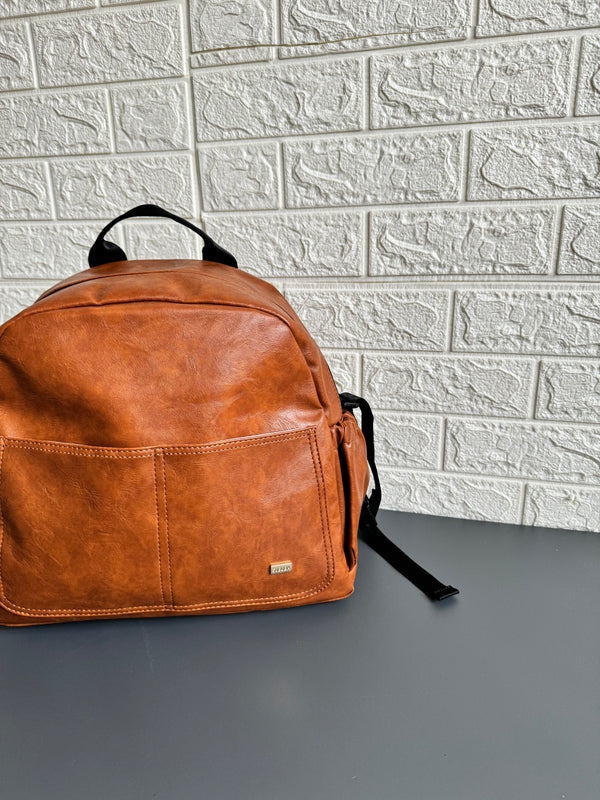 Leather diaper backpack