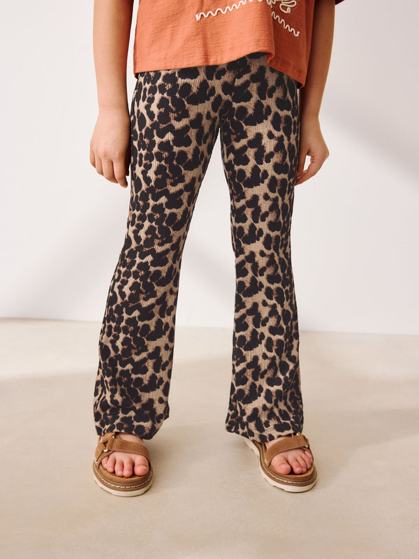 Animal Print Textured Flared Leggings (3-16yrs)