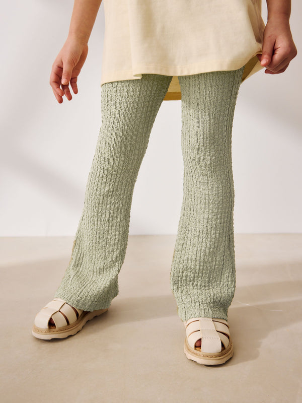 Khaki Green Textured Flared Leggings (3-16yrs)