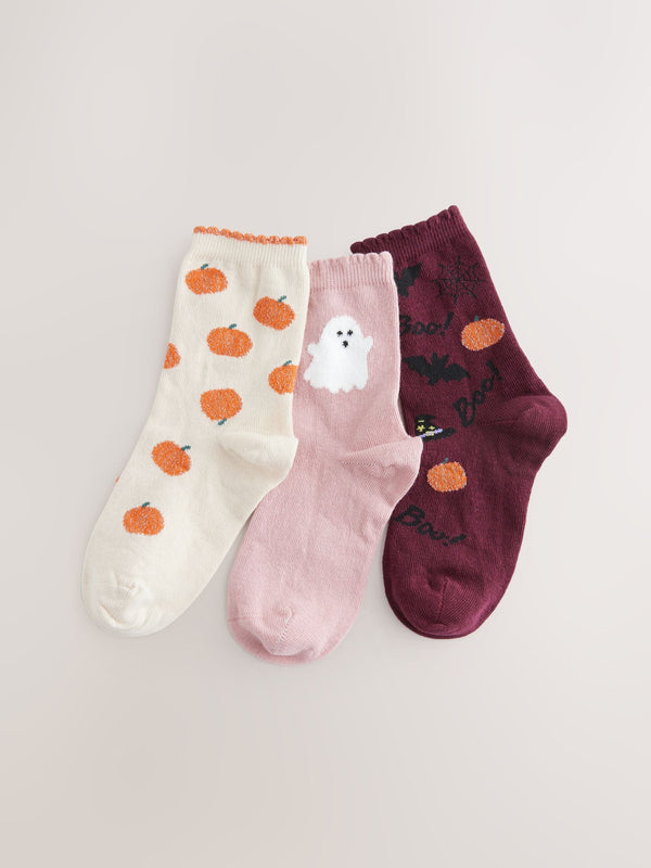 Black Oatmeal and Orange Halloween Ankle Socks 3 Pack