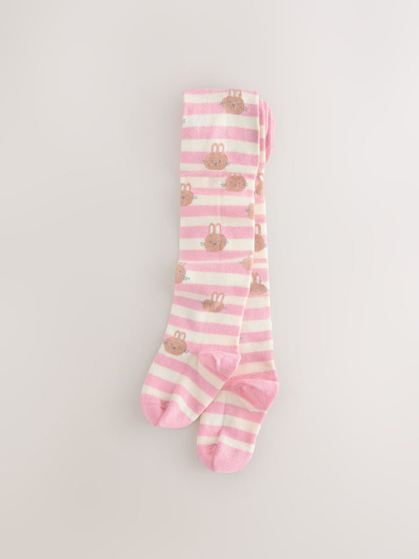 Pink/Cream Cotton Rich Bunny Character Tights