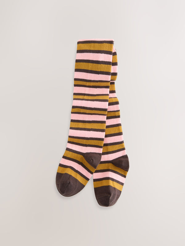 Brown/Cream Cotton Rich Stripe Tights