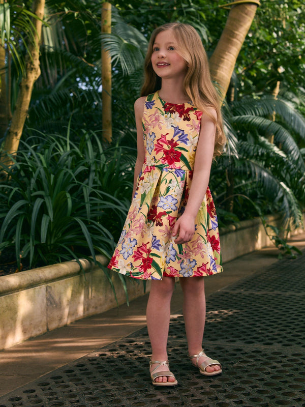 Kew Gardens Floral Print Cut Out Detail Scuba Occasion Dress (1.5-16yrs)