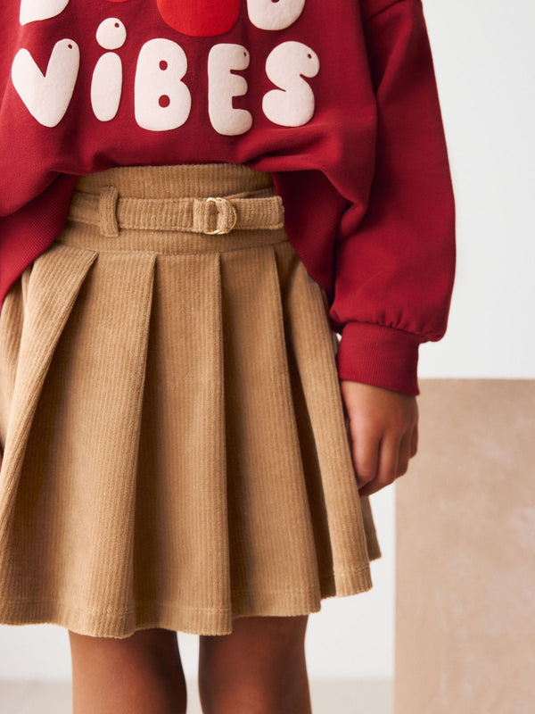 Neutral Brown Cord Skirt (3-16yrs)