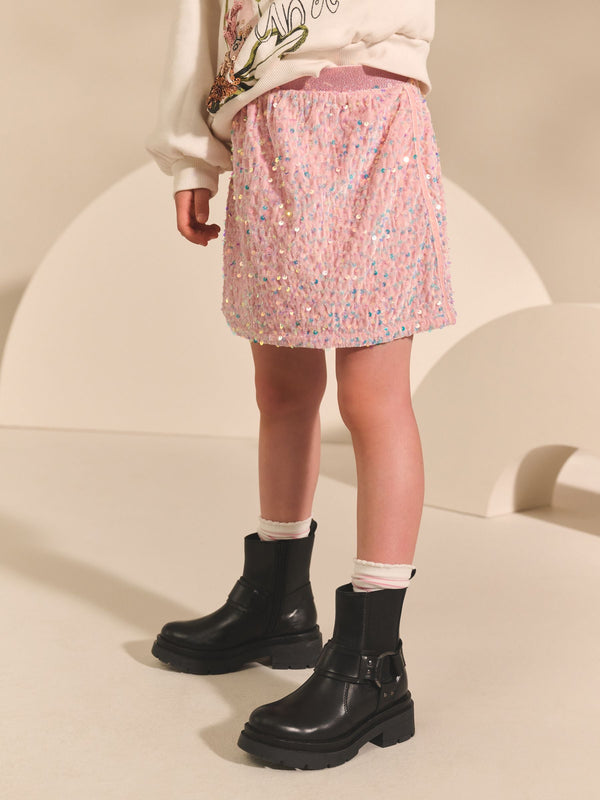 Light Pink Velour Sequin Skirt (3-16yrs)