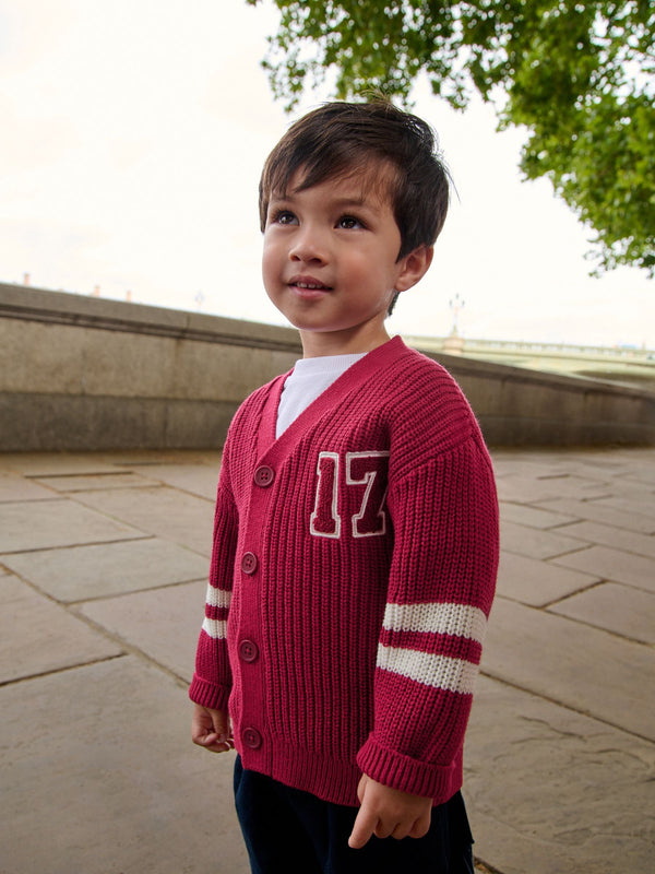 Red Varsity Character Cardigan (3mths-7yrs)