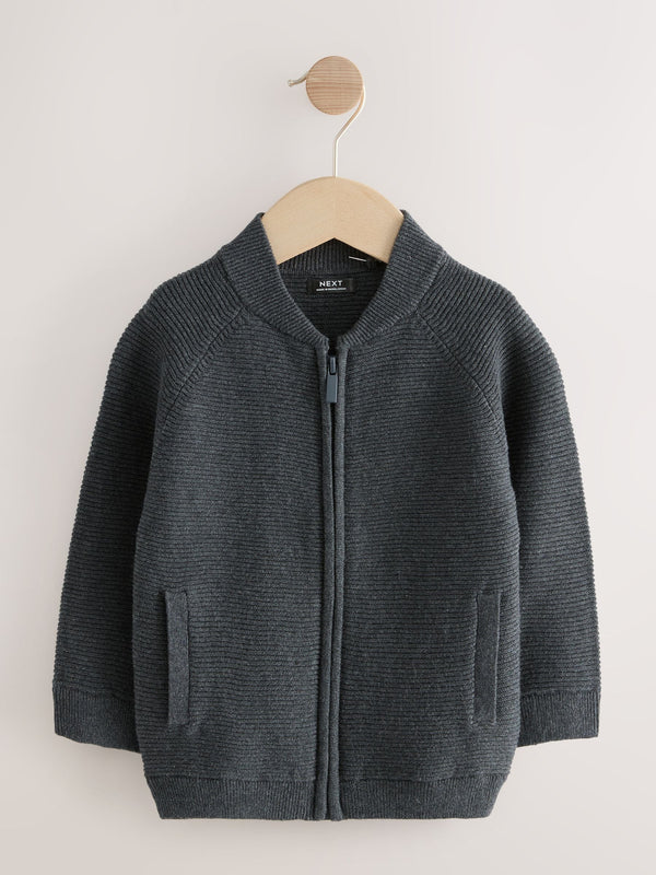 Charcoal Grey Zip Through Cardigan (3mths-7yrs)