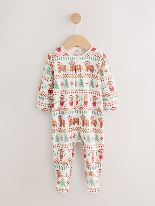 Ecru Baby Christmas Hamish Sleepsuit (0mths-3yrs)