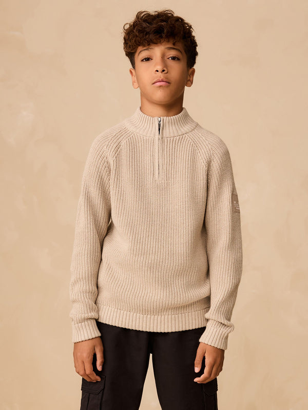 Neutral Utility Zip Neck Knitted Jumper (3-16yrs)