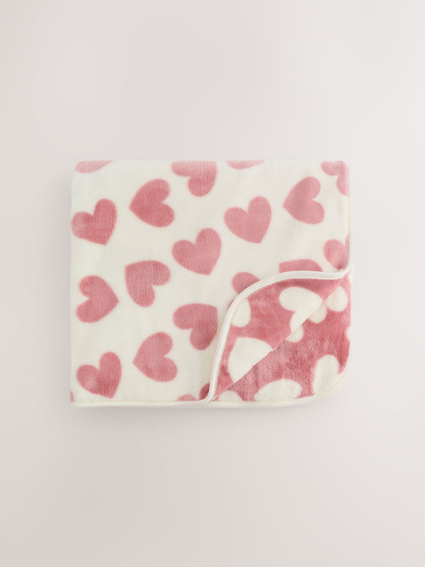 Pink Hearts Fleece Baby Blanket