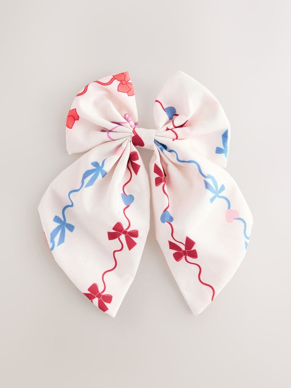 Cream Circus Print Bow Clip