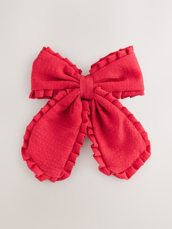 Red Red Frill Bow Clip