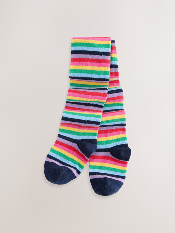 Navy Blue Cotton Rich Stripe Tights