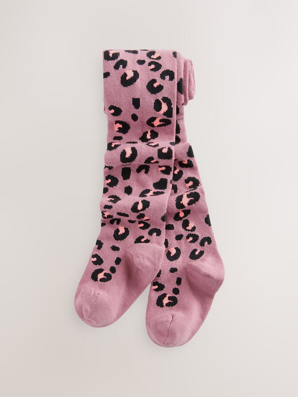 Purple Cotton Rich Animal Print Tights
