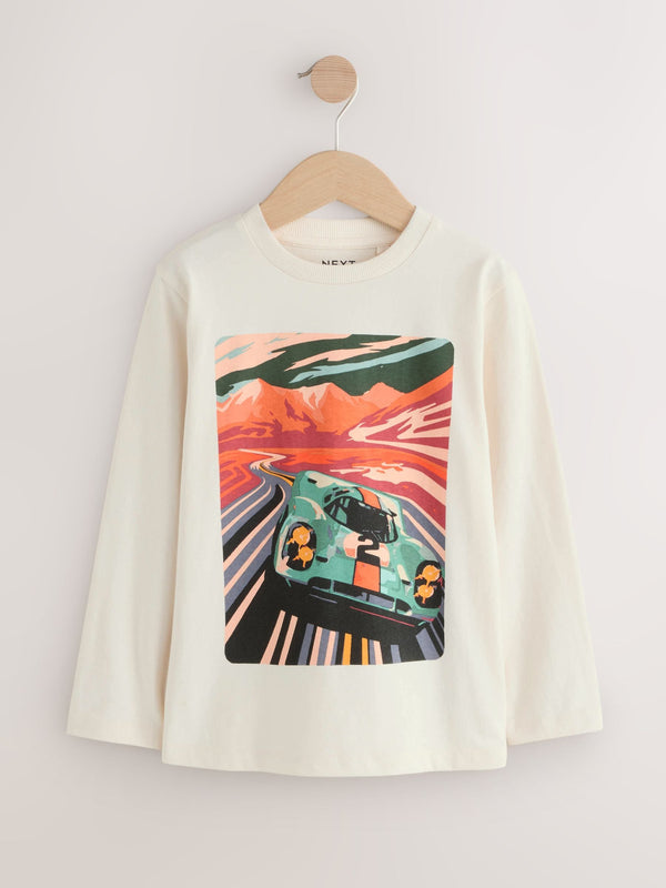 Stone Racing Car Regular Fit Long Sleeve Graphic Print T-Shirt (3-16yrs)