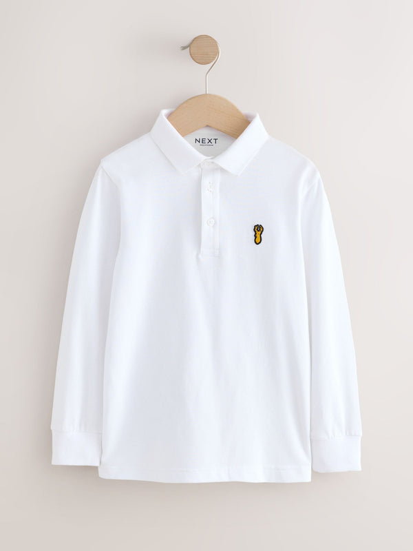 White Long Sleeve Polo Shirt (3-16yrs)