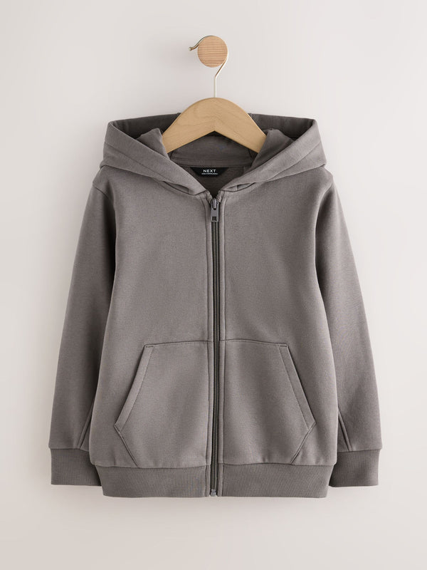 Charcoal Grey Plain Zip Through Hoodie (3-16yrs)