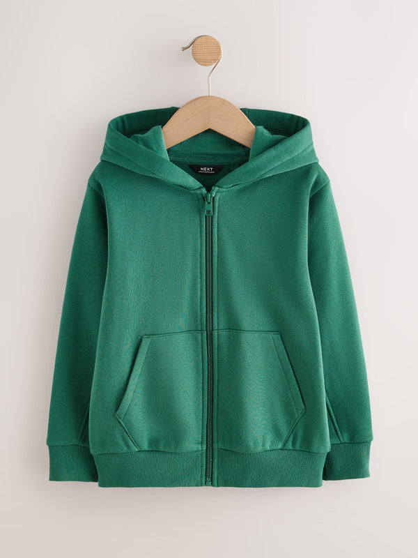 Green Plain Zip Through Hoodie (3-16yrs)