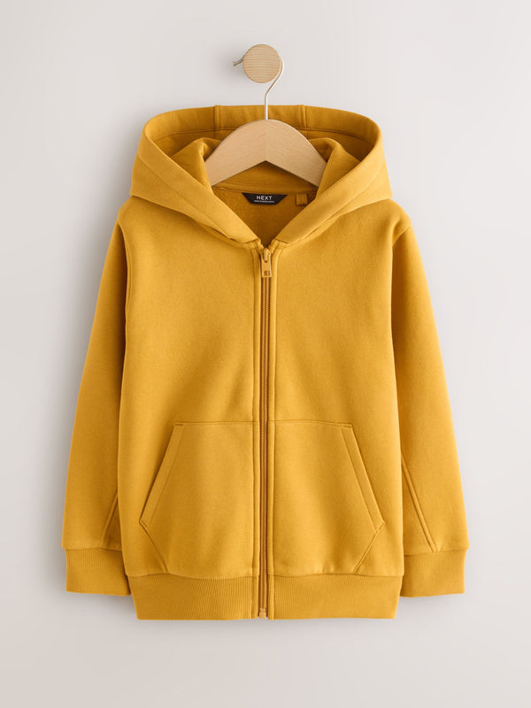 Ochre Yellow Plain Zip Through Hoodie (3-16yrs)