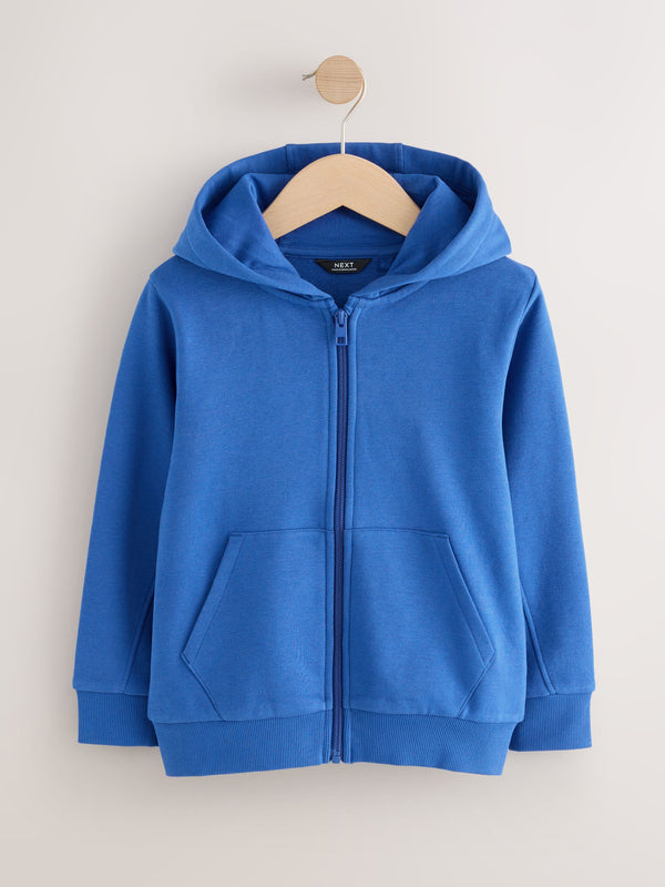 Cobalt Blue Plain Zip Through Hoodie (3-16yrs)