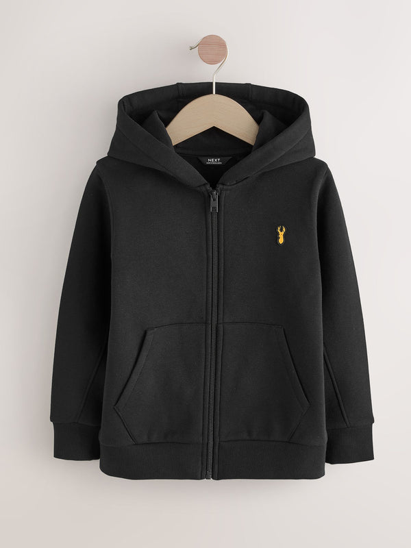 Black Logo Zip Through Hoodie (3-16yrs)