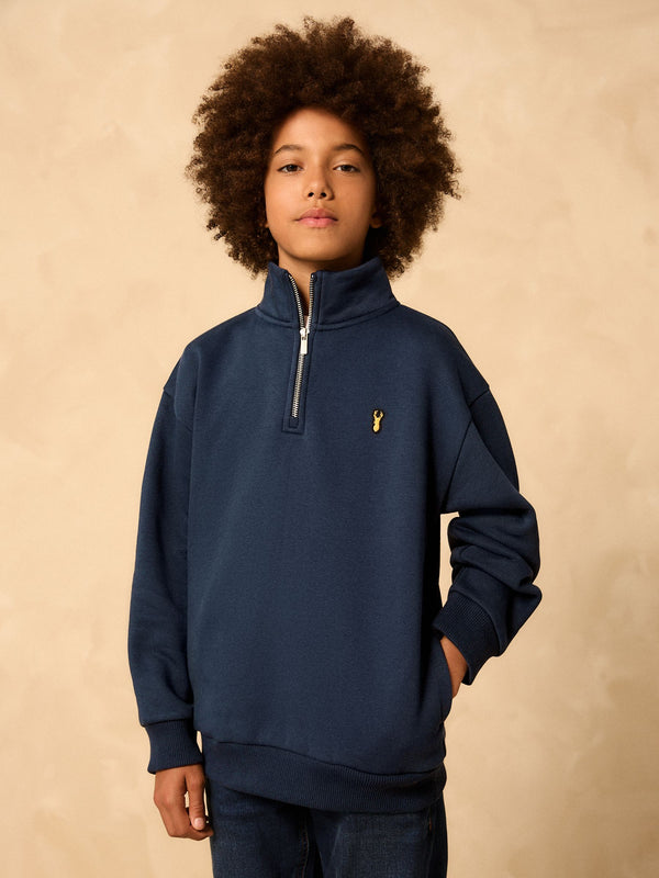 Navy Zip Neck Sweatshirt (3-16yrs)