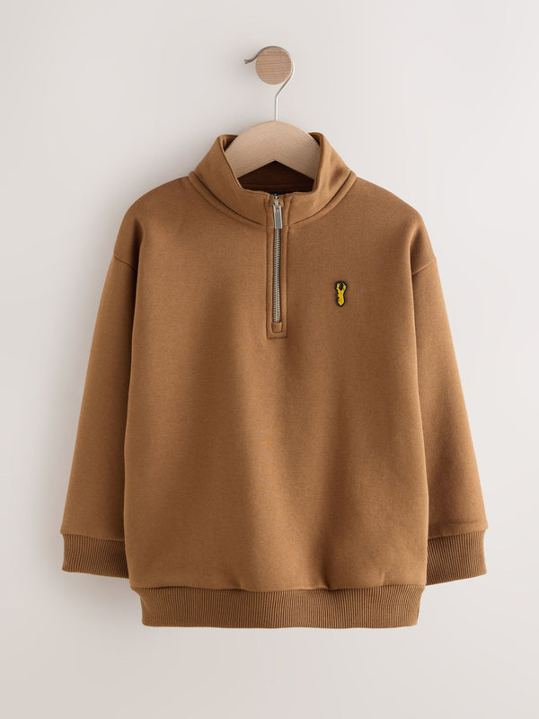 Tan Brown Zip Neck Sweatshirt (3-16yrs)