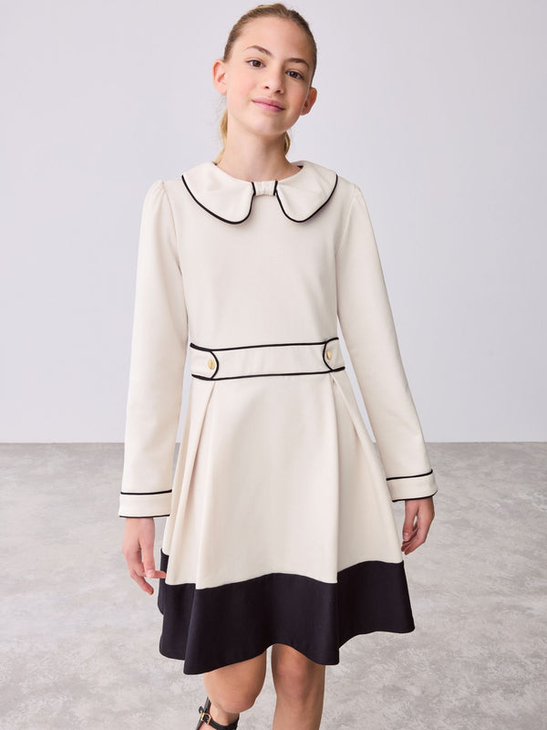 Baker by Ted Baker Bow Collar Pleated Ponte Dress