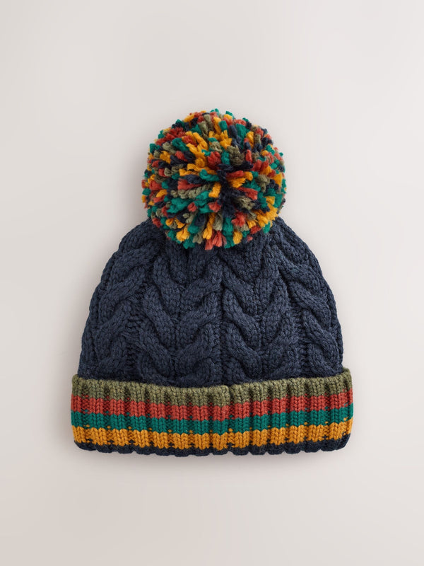 Multi Stripe Pom Beanie Hat (3mths-10yrs)