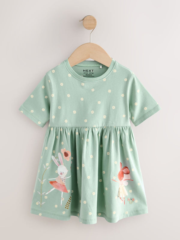 Bunny Blue Short Sleeve Jersey Summer Dress (3mths-7yrs)