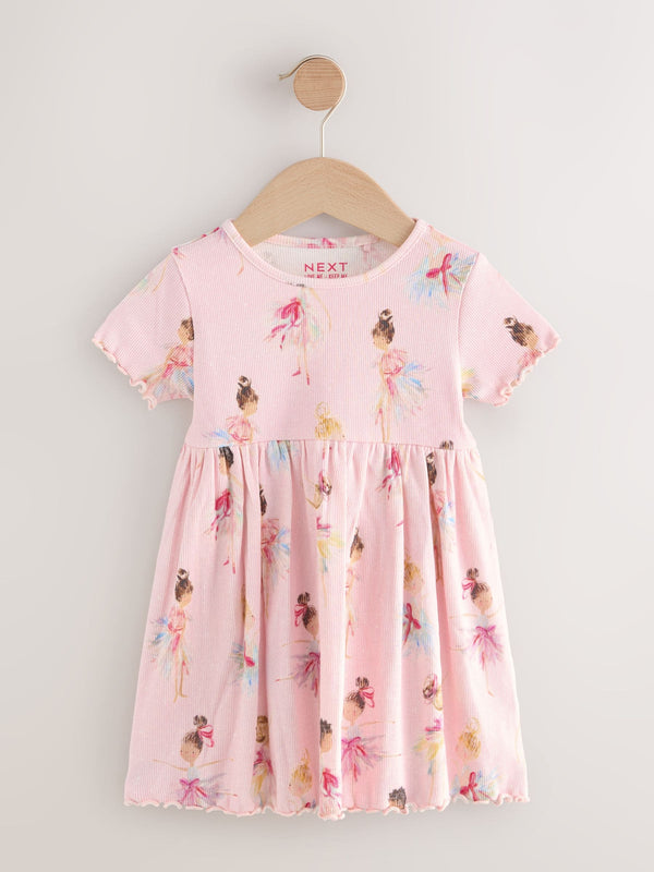 Pink Short Sleeve Jersey Summer Dress (3mths-7yrs)