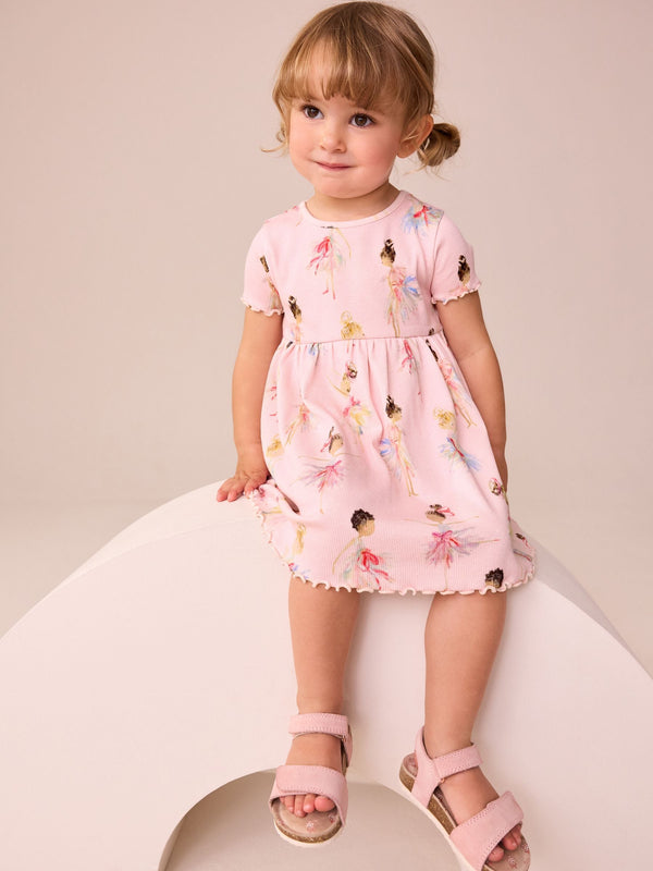 Pink Ribbed Jersey Dres (3mths-7yrs)