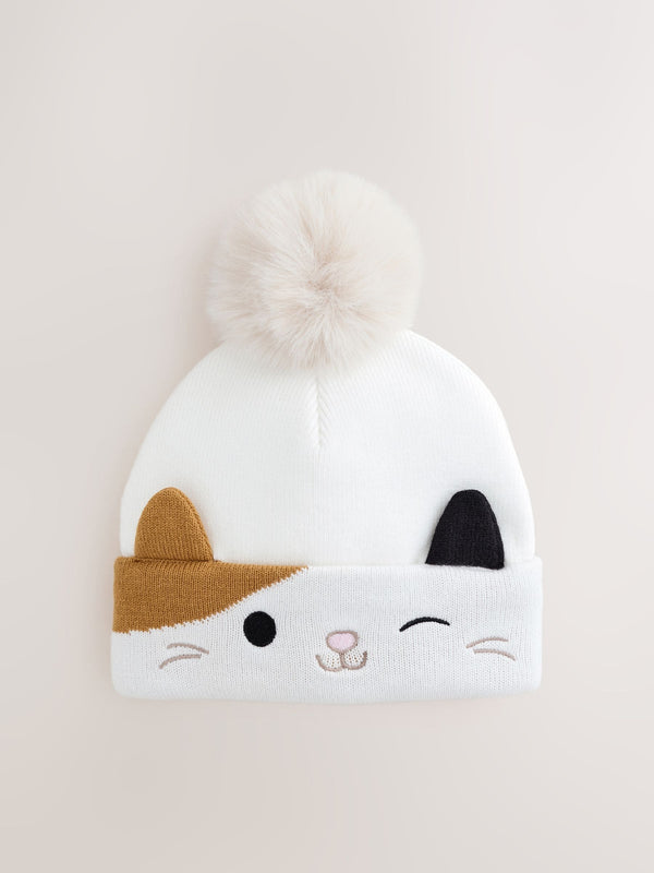 Ecru Squishmallow Cat 3D Pom Beanie Hat (5-13yrs)