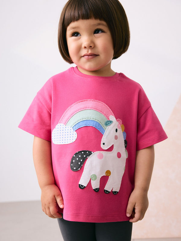Pink Unicorn Short Sleeve T Shirt (3mths-7yrs)
