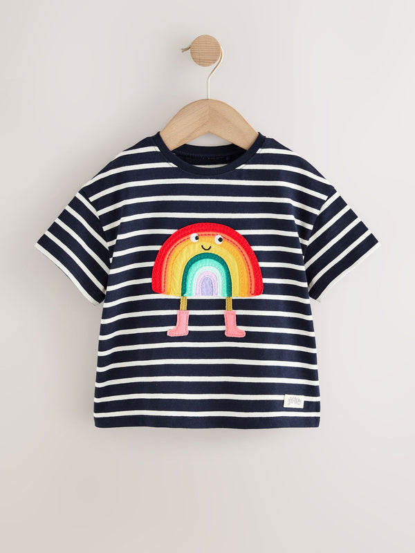 Navy Stripe Rainbow Short Sleeve T-Shirt (3mths-7yrs)