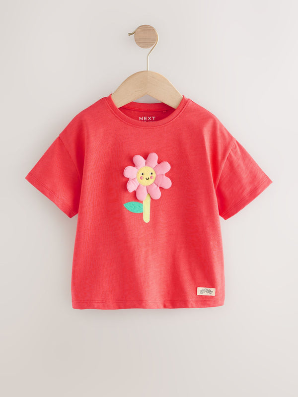 Coral Pink Flower Short Sleeve T-Shirt (3mths-7yrs)