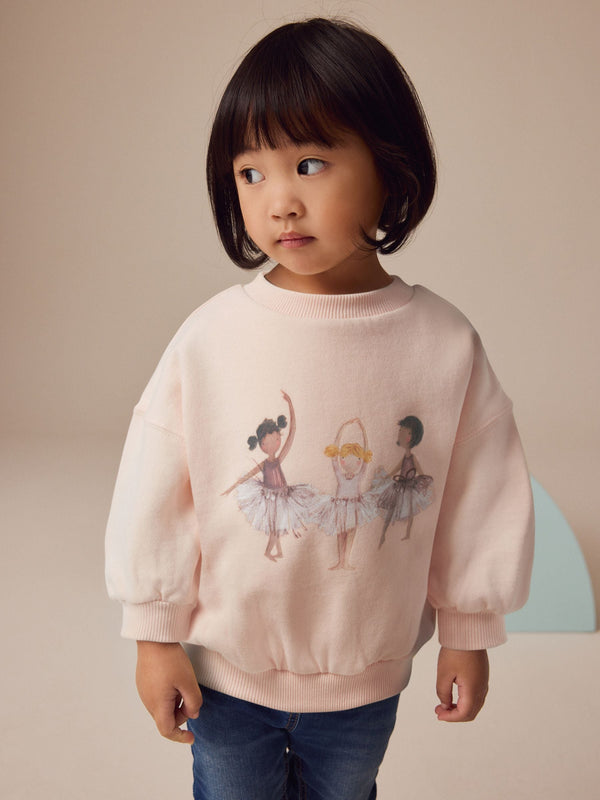 Pink Ballerina Crew Neck Sweatshirt (3mths-7yrs)