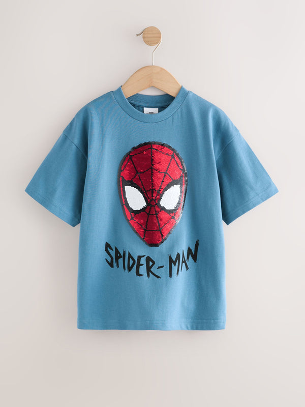 Spiderman Blue Flippy Sequin License T-Shirt (3-16yrs)
